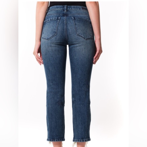 The Madison Ripped Fray Hem High Waist Crop Straight Leg Jeans (My Type) - Picture 2 of 6